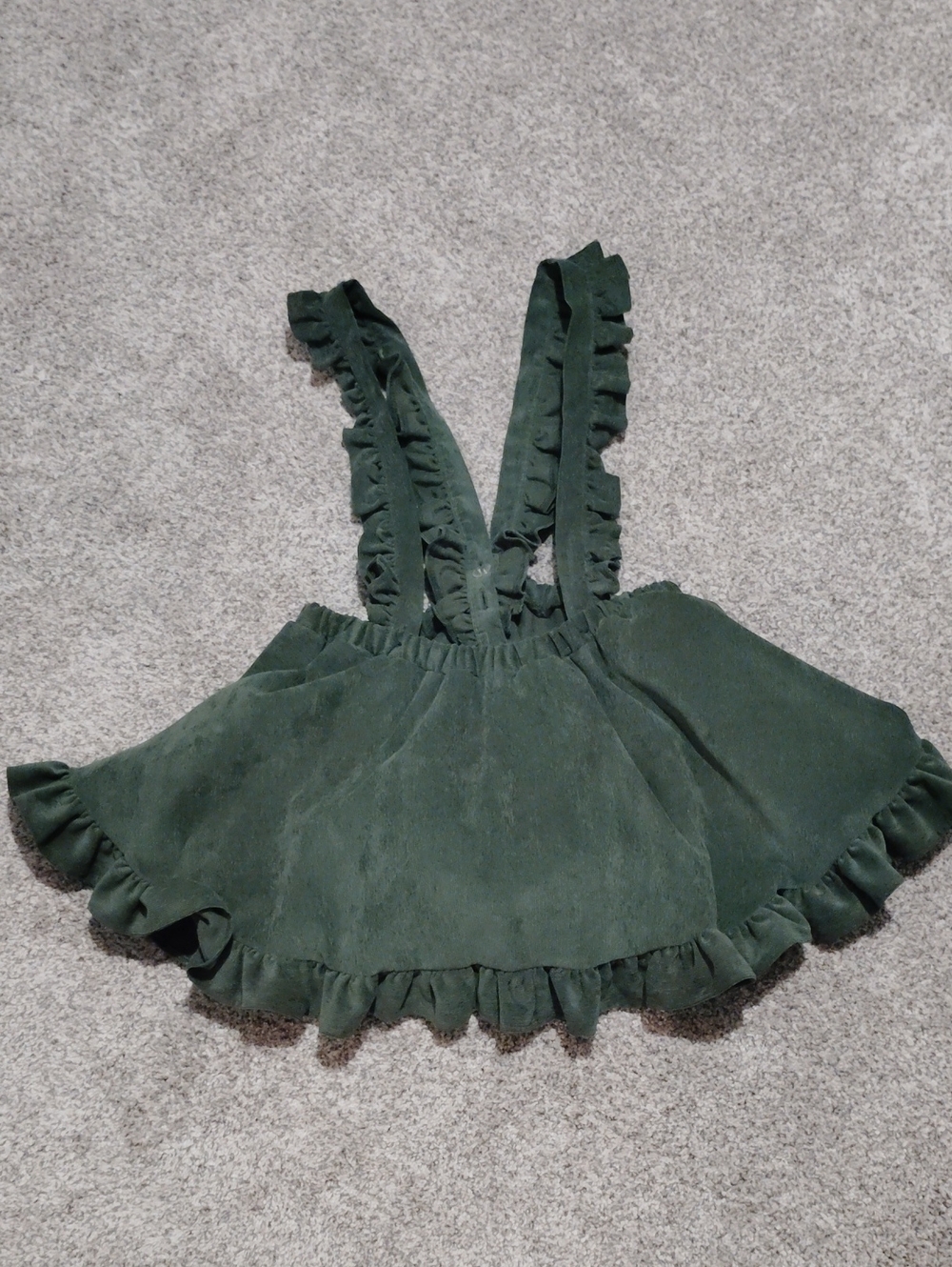 Numi Ruffle Pinafore Skirt in Deep Green for Kids